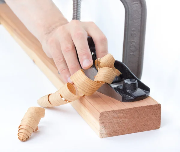 Trabajar con cepilladora de madera . — Foto de Stock