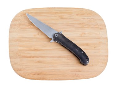bambu kesme tahtası bir bıçak ile.
