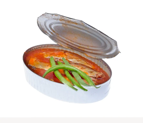 Sardines in blik in tomatensaus — Stockfoto