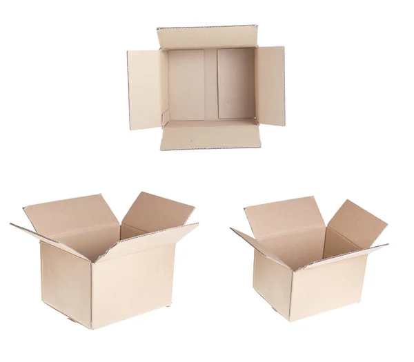 Set di scatole di cartone aperte . — Foto Stock