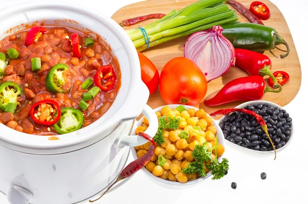 Beans cooked in slow cooker. — Stock Photo, Image