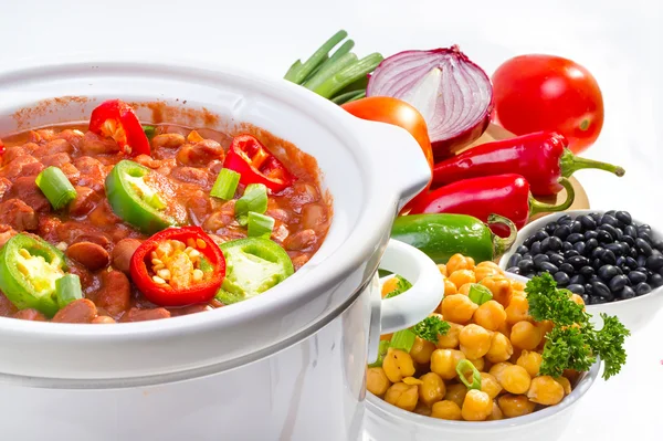 Beans cooked in slow cooker. Royalty Free Stock Photos