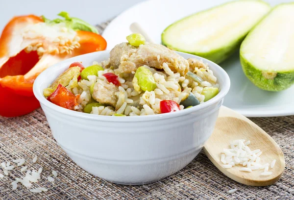 Tigela de arroz de frango — Fotografia de Stock