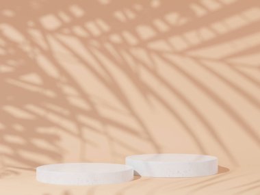 Ürün sunumu için kozmetik arka plan. Moda dergisi illüstrasyonu, güzellik ve kozmetik ürünleri için minimum podyum. 3d resimleme