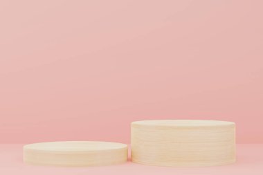 Ürün sunumu için kozmetik arka plan. Moda dergisi illüstrasyonu, güzellik ve kozmetik ürünleri için minimum podyum. 3d resimleme