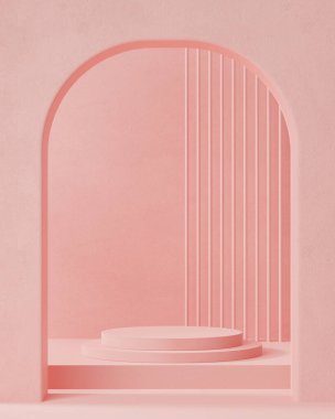Cosmetic background for product presentation.minimal podium for fashion magazine illustration,beauty and cosmetics product. 3d render illustration