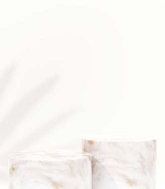 Ürün sunumu için kozmetik arka plan. Moda dergisi illüstrasyonu, güzellik ve kozmetik ürünleri için minimum podyum. 3d resimleme