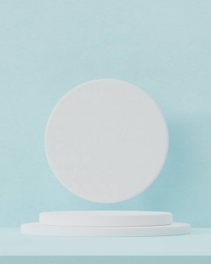 Ürün sunumu için kozmetik arka plan. Moda dergisi illüstrasyonu, güzellik ve kozmetik ürünleri için minimum podyum. 3d resimleme