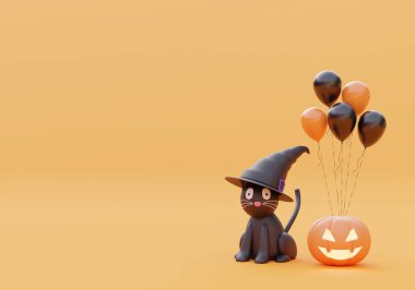 Happy Halloween background banner,copy space for product,3d illustration
