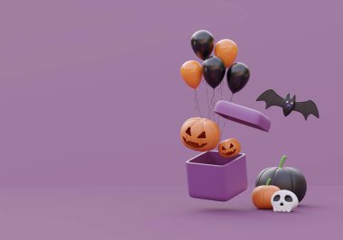 Happy Halloween background banner,copy space for product,3d illustration