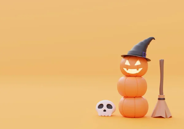 Happy Halloween background banner,copy space for product,3d illustration
