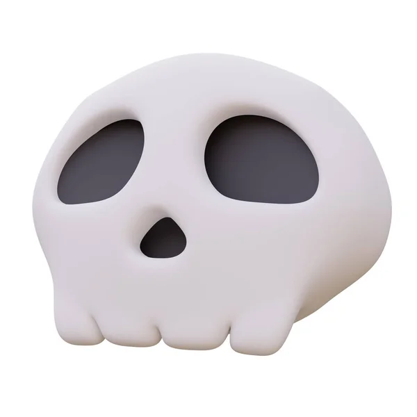 Csont Koponya Halloween Nap Elszigetelt Fehér Háttér Renderelés — Stock Fotó