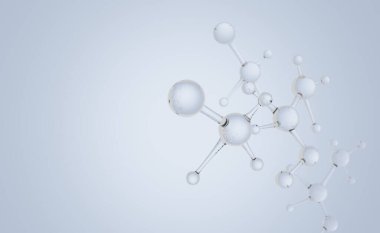 Beyaz arkaplan üzerindeki moleküler ya da atom temizleme yapısı, 3d illüstrasyon.