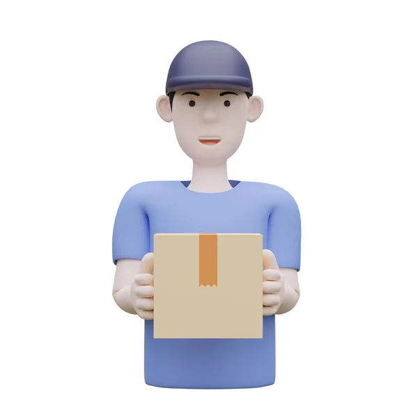 Delivery man, messenger isolated,3d icon white background-3d rendering,3d illustration-