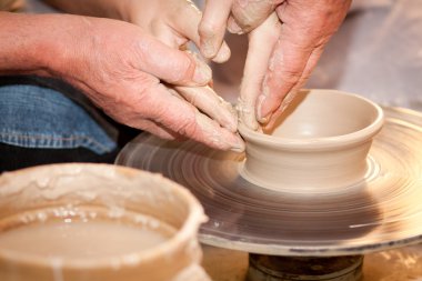 Potter op het wiel pottenbakkers