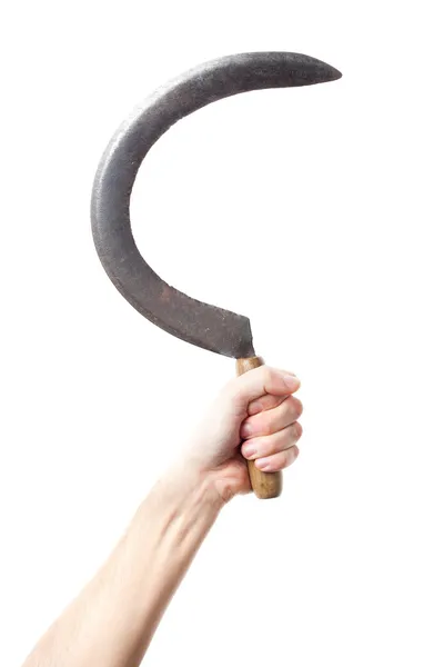 Hand holding a sickle — Stock Photo, Image