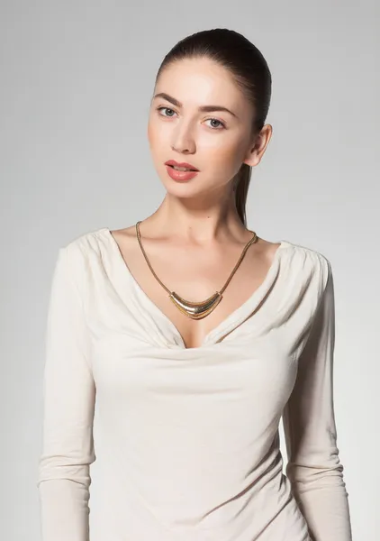 Woman wearing necklace — Stock Photo, Image