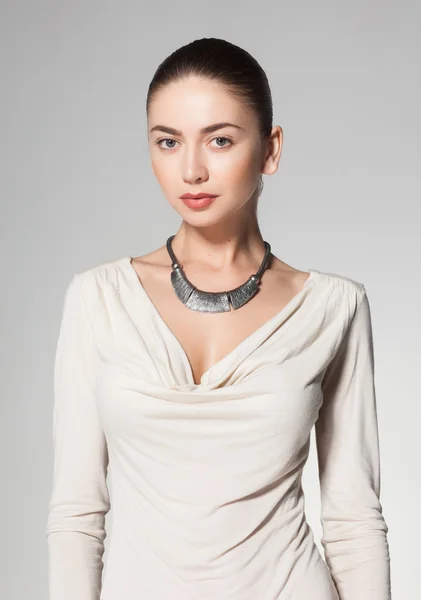 Woman wearing necklace — Stock Photo, Image