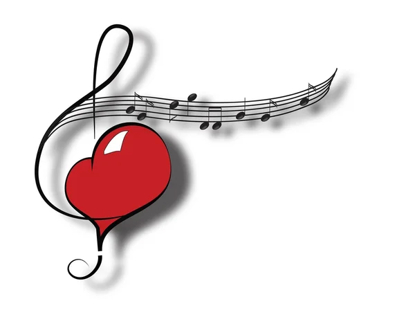 Corazón de música — Vector de stock