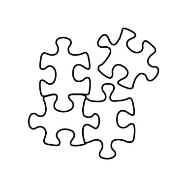 Beyaz arkaplan vektör illüstrasyonunda bulmaca çizgisi simgesi