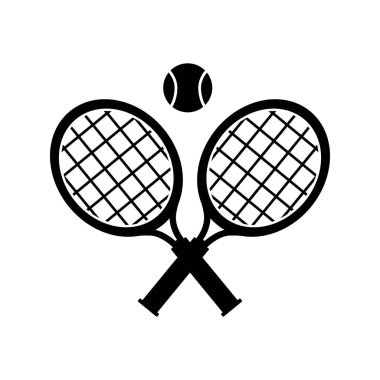 Raket tenis ikonu spor vektör illüstrasyonu beyaz üzerine izole