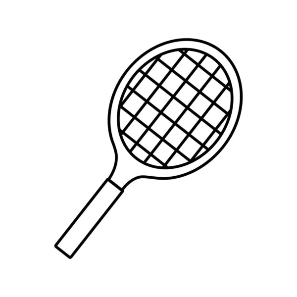 Racket tenisz ikon sport ütő tenisz elszigetelt fehér — Stock Vector