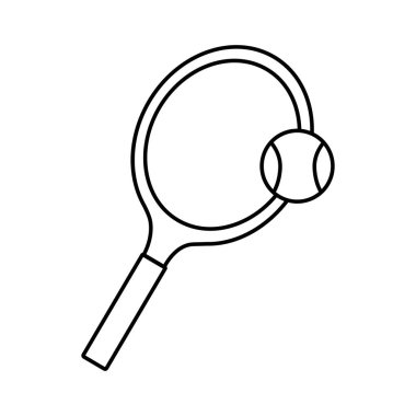 Raket tenis ikonu spor raketi tenisi beyaza izole edildi