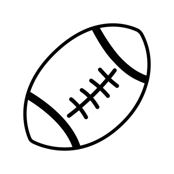 Ícone de linha de bola de rugby isolado em um branco isolado no vetor branco — Vetor de Stock