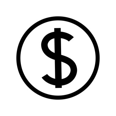 Para hattı dolar düz moda simge vektör illüstrasyonu izole