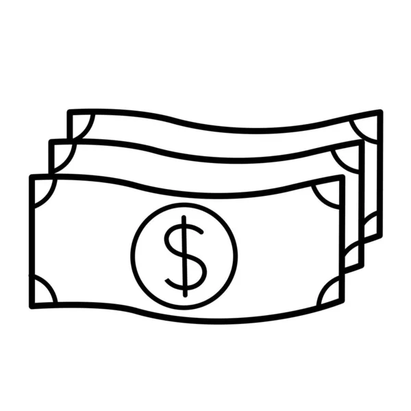 Dinheiro linha dólar ícone vetor ilustração isolado no fundo branco — Vetor de Stock