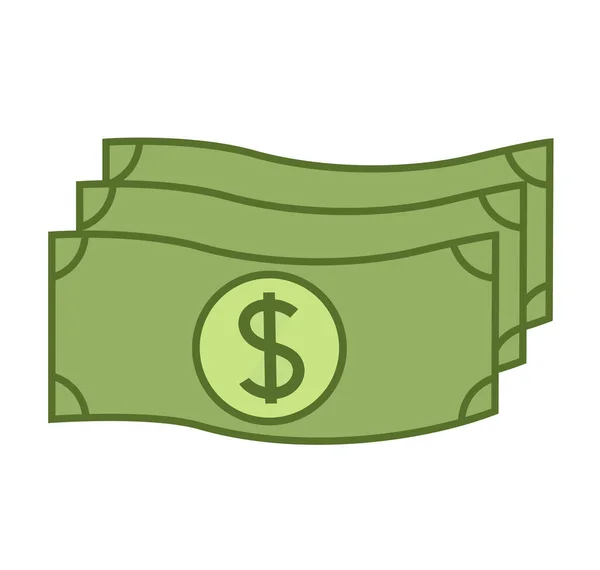 纸货币美元平缓流行图标矢量图解隔离在 — 图库矢量图片