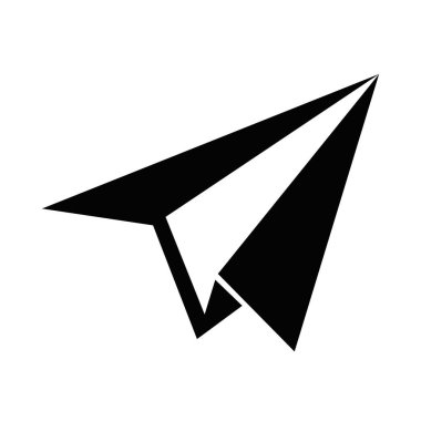 Kağıt siyah düzlem simgesi beyaz arkaplanda izole edildi