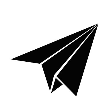 Kağıt siyah düzlem simgesi beyaz arkaplanda izole edilmiş siyah doğrusal