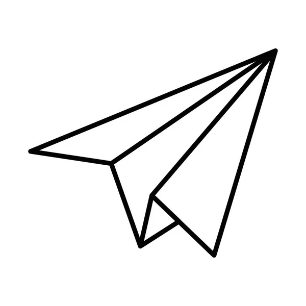 Papierflieger-Symbol schwarz linear isoliert auf weißem Hintergrund — Stockvektor