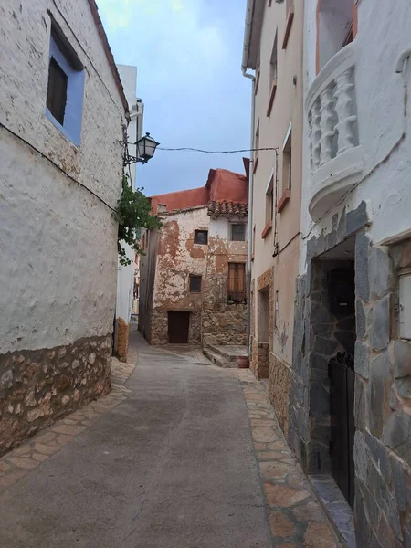 White Village Montanejos Castellon Plana Street Houses Old Town Spain — Foto de Stock