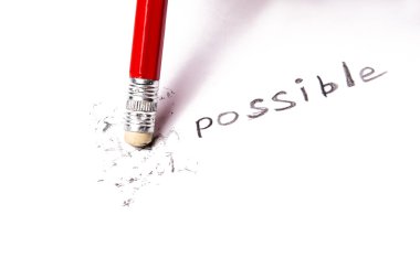 Changing the word impossible to possible. clipart