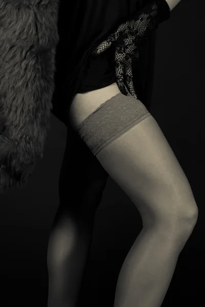 Stockings-sexy glamour.Dressing gaya stoking nilon vintage-pinup — Stok Foto