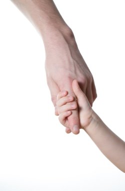 çocuk ve adam izole üzerinde beyaz eller