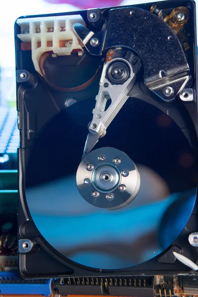 Close up of hard disk with abstract reflection — Stock Photo, Image