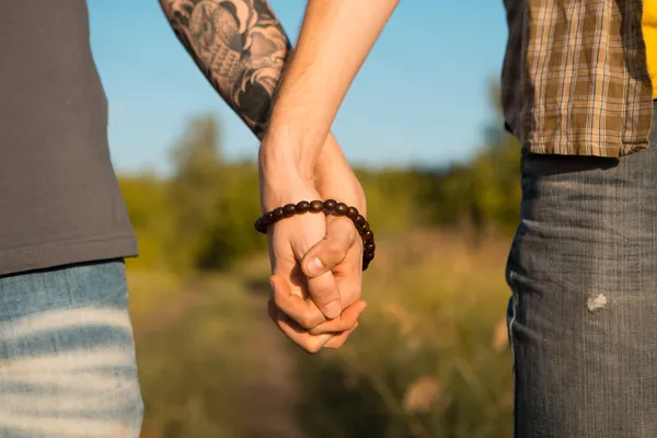 Image of two men Holding hands at gay Wedding — Stock Photo, Image