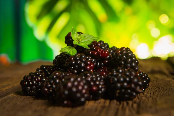 Sweet fresh blackberry in the wood bawl — Stock Photo, Image