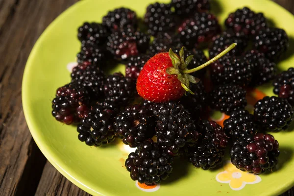 Collection of wild berries and strawberry — Stock Photo, Image