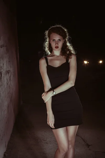 Film noir lány a retro kép — Stock Fotó
