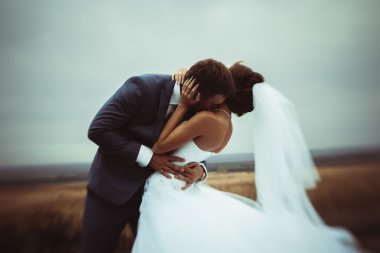 Gelin ve Damat Düğün Portreler doğada