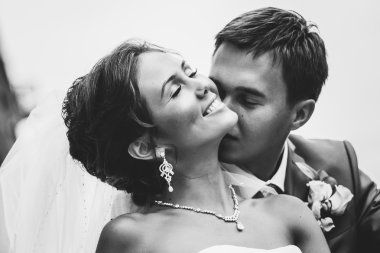 düğün günü mutlu bir çift. Gelin ve damat.