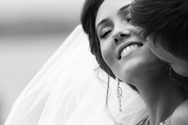 düğün günü mutlu bir çift. Gelin ve damat.