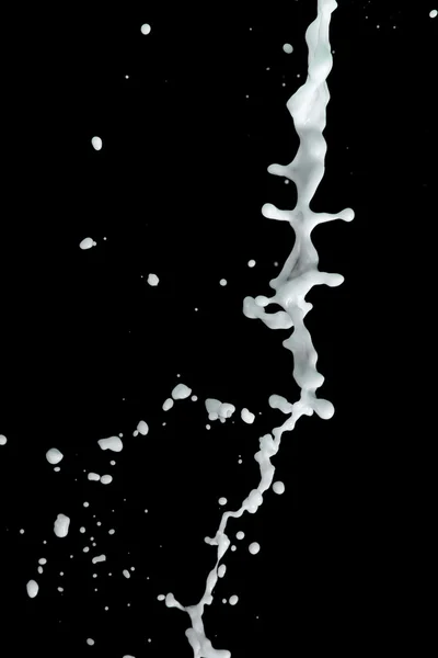 Glas Champagner mit Spritzer, isoliert auf schwarzem Hintergrund — Stockfoto