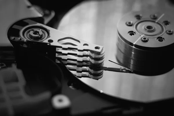Close up of hard disk with abstract reflection — Stock Photo, Image