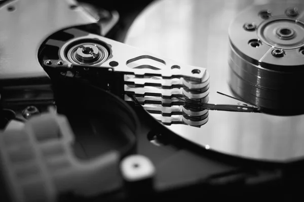Close up of hard disk with abstract reflection — Stock Photo, Image