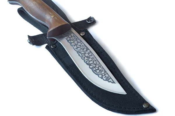 Beautiful hunting knife and a case for the knife. — Stock Photo, Image